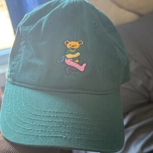 Green Cap with Bear Embroidery